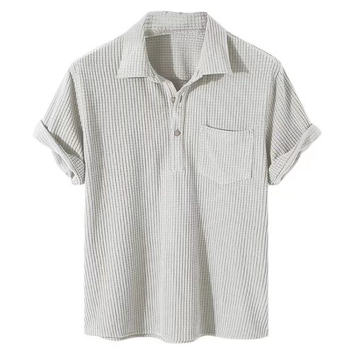 99.99% Polyester New Plain Polo T-Shirts Knit Corduroy Collar Short Sleeve Men's Casual Tee Shirt