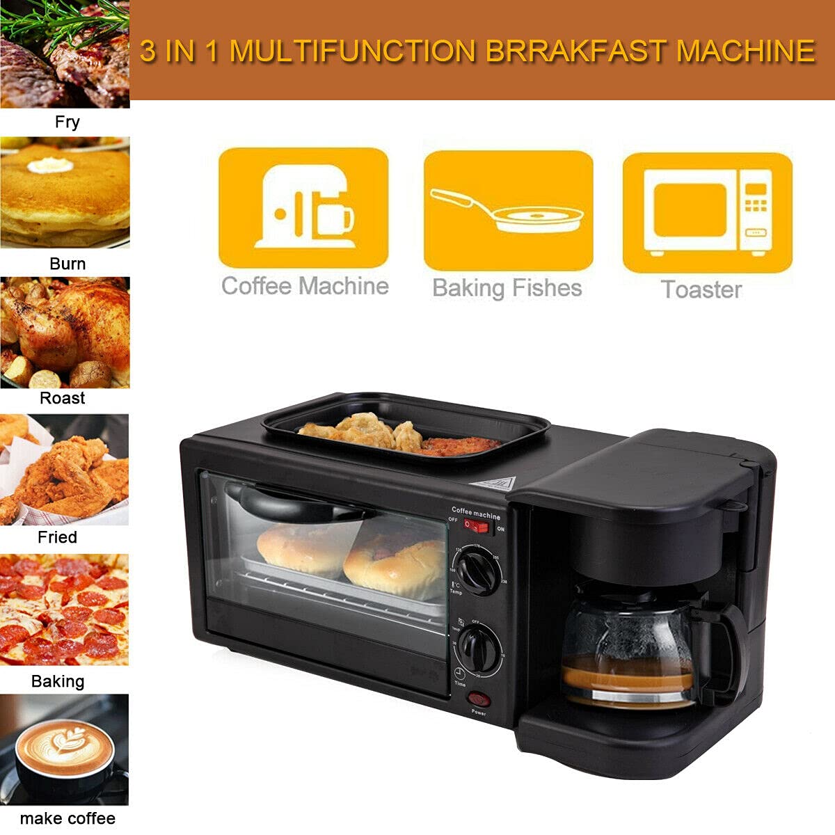 Household Multifunction Breakfast Maker Machine Temperature Control Breakfast Sandwich Maker 3 In 1 Breakfast Makers