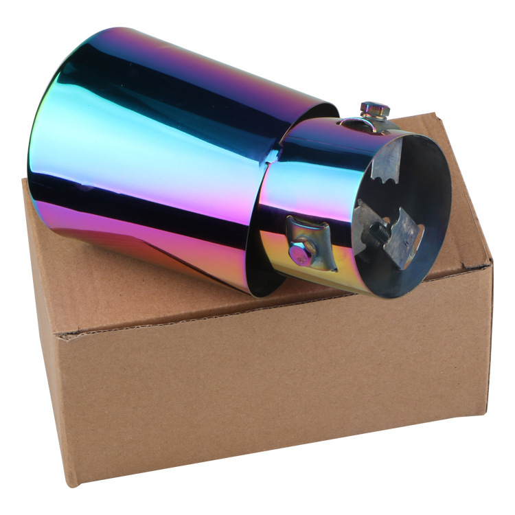 Rainbow color stainless steel model car exhaust pipe modified single pipe car tailpipe sound muffler