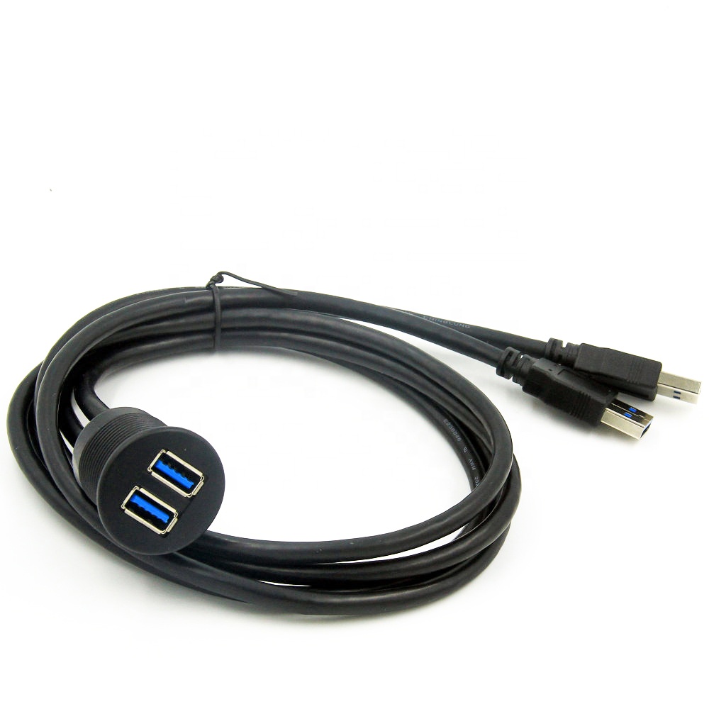 Dash mount Dual USB 3.0 Male to Female Flush Mount Extension Cable Charger ports USB Car Plug