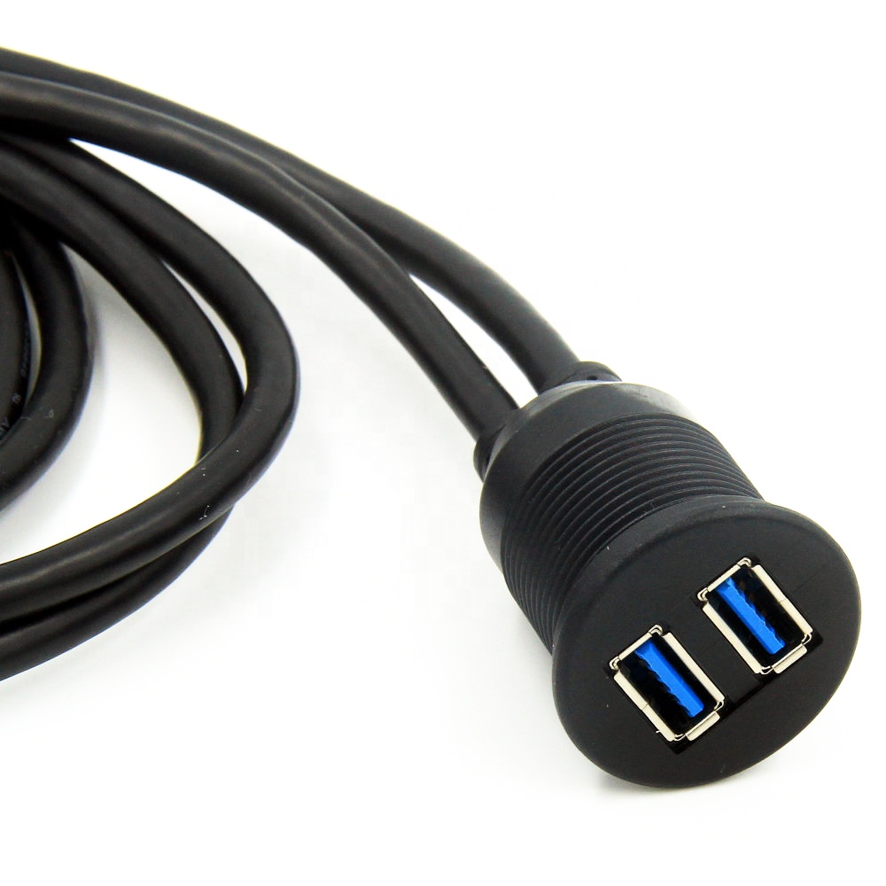 Dash mount Dual USB 3.0 Male to Female Flush Mount Extension Cable Charger ports USB Car Plug