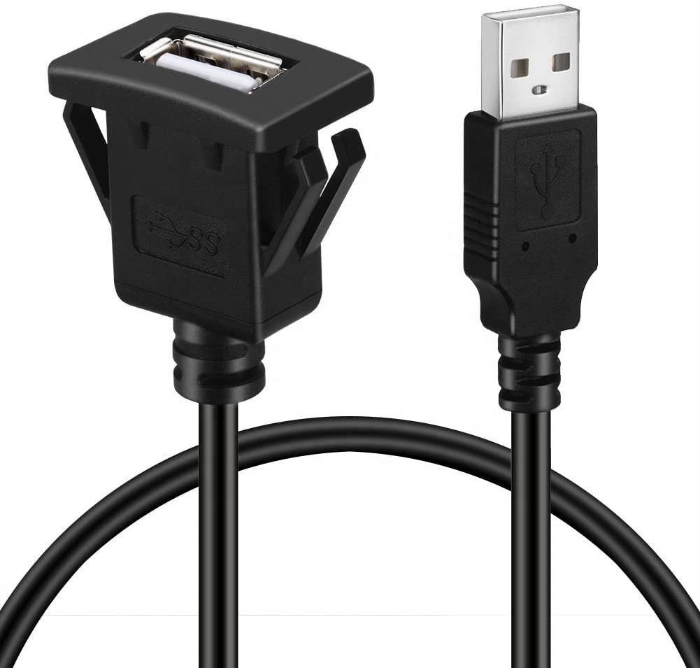 Square lead Car upgrade USB cable Flush Mount USB Charging port for Car Marine Truck Dashboard panel