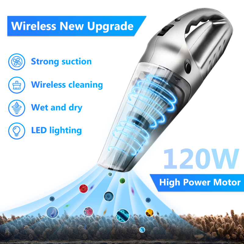 Portable Car Vacuum Cleaner Hand-held High-power Wireless & Wired Mini Vaccum Cleaner Car Household Dual-use Cleanin