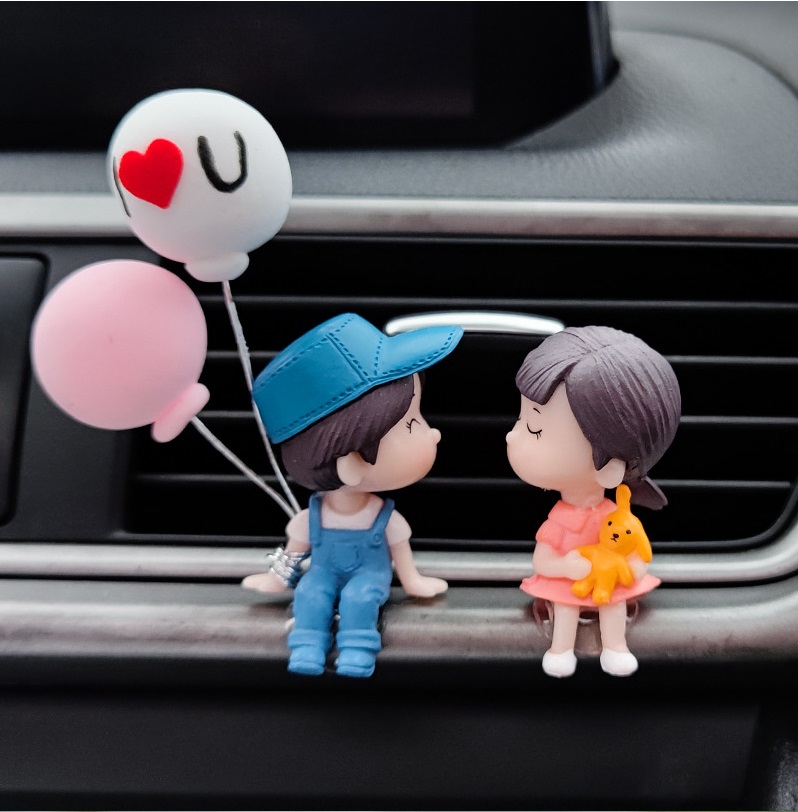 Car Decoration Cute Cartoon Couples Action Figure Figurines Balloon Ornament Auto Interior Dashboard Accessories for Gir
