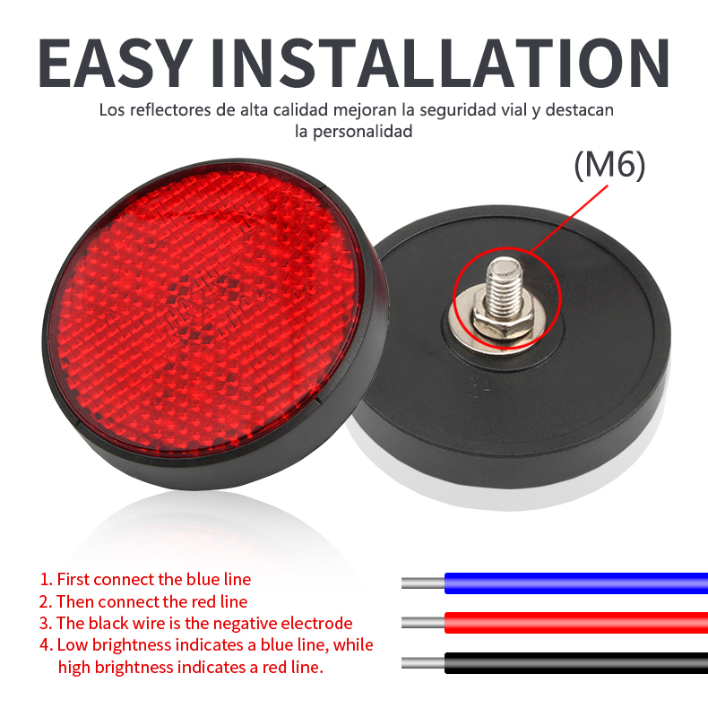  Car ATV E-bike Tail Lights Turn Singal Truck Side Warning 24 SMD LED Lights Round Motorcycle Reflector