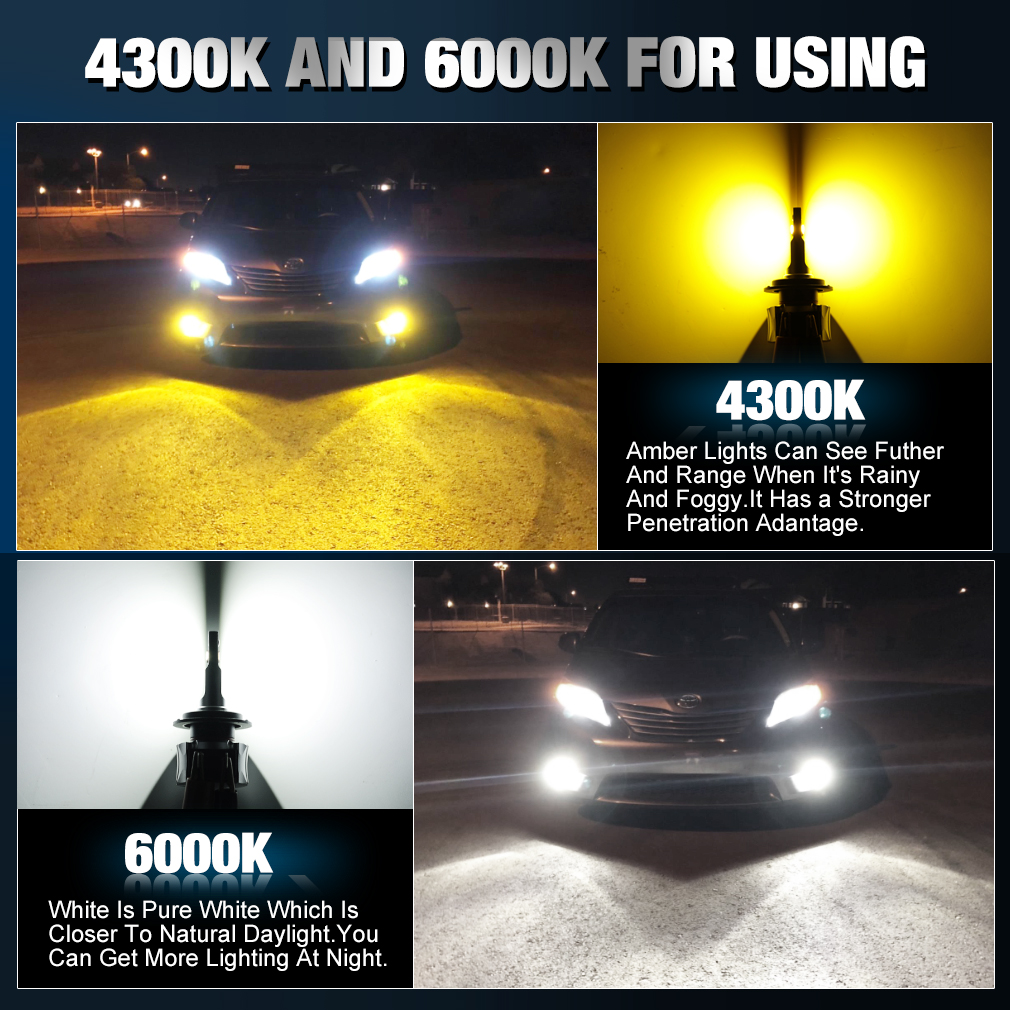 Newest Design 12V 4300K 6000K 5530 CSP H4 H7 H11 9005/9006 9012 Yellow White Led Fog Light Motorcycle Auto Fog Lamps For