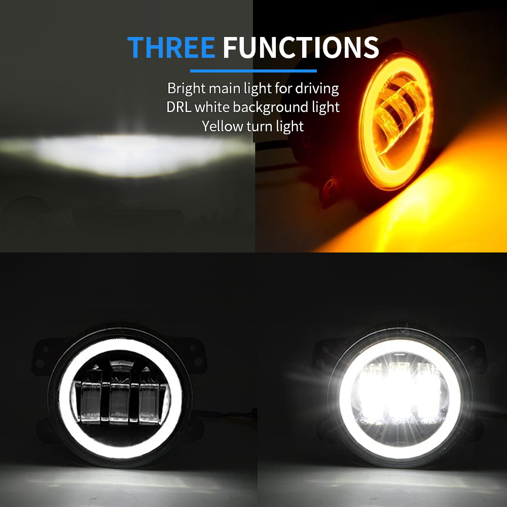 Auto car 4" Inch 12V LED Lamp Driving Off Road Fog Lights with DRL turn light for Jeep