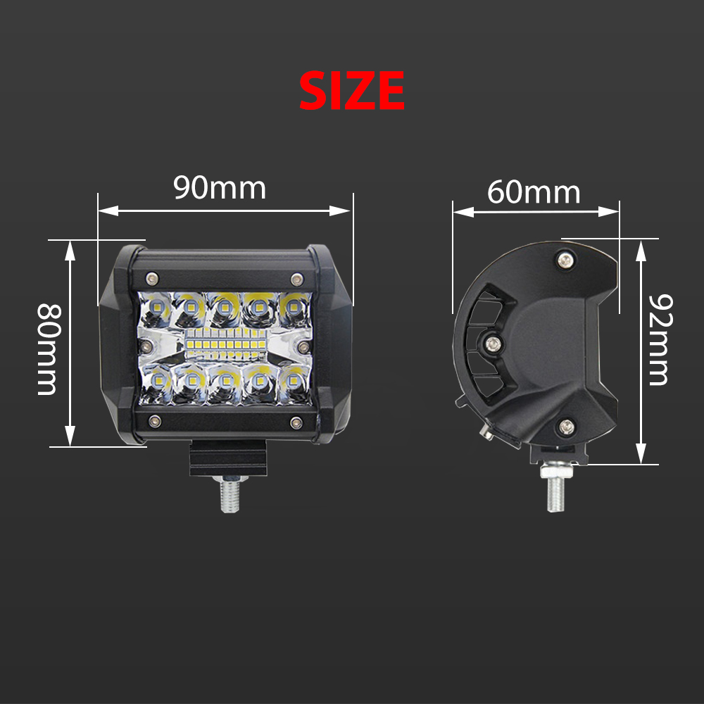 60w 3030 spot lamp work light bar for Driving Fog Off-road SUV Car Truck motorcycle 4x4  4inch triple row Working light