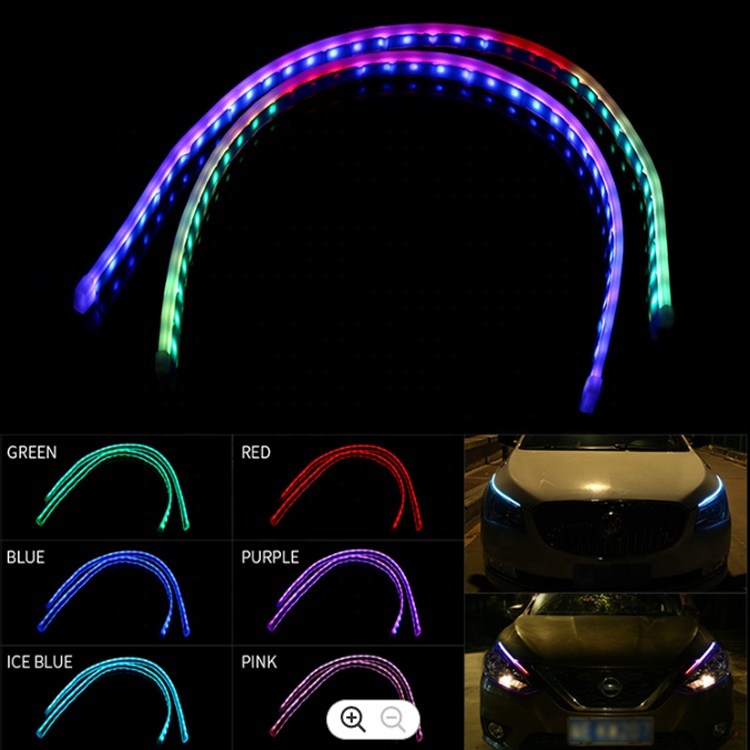 RGB Remote Control 45CM 60CM Car DRL Running Flexible Led Strip Bar Fog Lamp Turn Signal Light Bar for Auto Lighting Sys