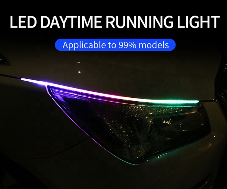 RGB Remote Control 45CM 60CM Car DRL Running Flexible Led Strip Bar Fog Lamp Turn Signal Light Bar for Auto Lighting Sys