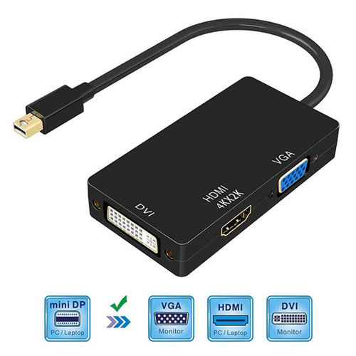 3 in 1 Mini DP DisplayPort to HDTV/DVI/VGA Display Port Cable Adapter for Converter Cable For Apple MacBook Air Pro MDP