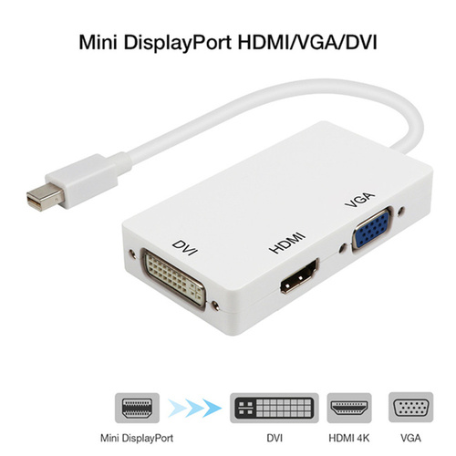 3 in 1 Mini DP DisplayPort to HDTV/DVI/VGA Display Port Cable Adapter for Converter Cable For Apple MacBook Air Pro MDP