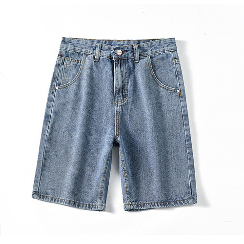  High Street Knee length Straight Loose Jeans Shorts  Men Denim Short Pants Male Casual  Denim Shorts For