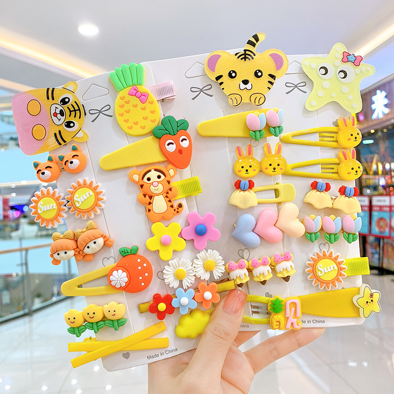 Children's hair clips 14-piece set of new cute color girls do not hurt hair baby hairpin princess side clip hair accesso