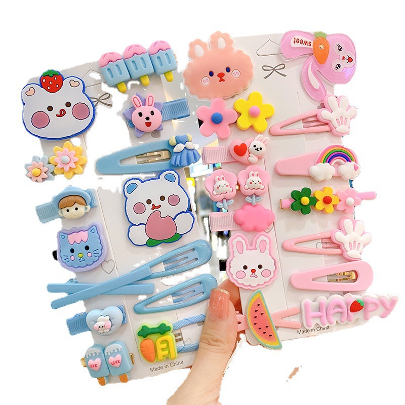 Children's hair clips 14-piece set of new cute color girls do not hurt hair baby hairpin princess side clip hair accesso
