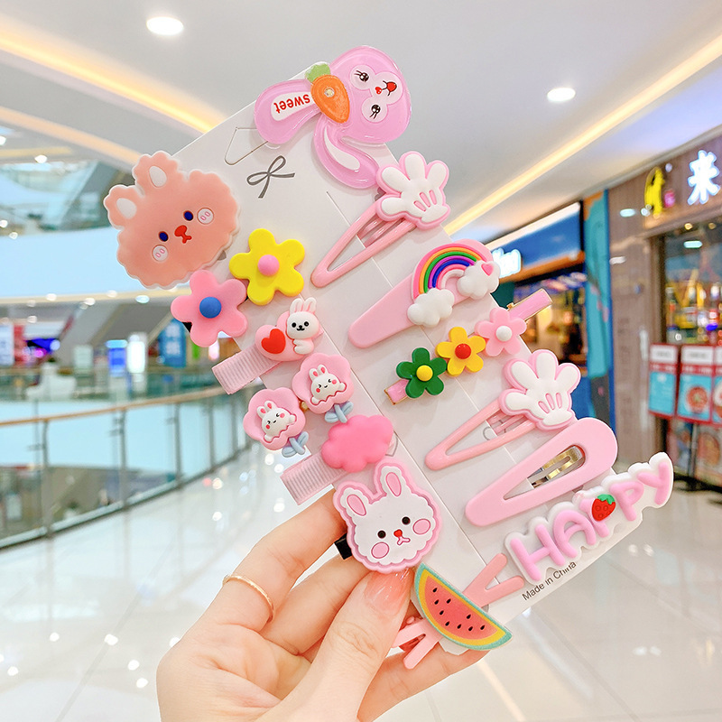 Children's hair clips 14-piece set of new cute color girls do not hurt hair baby hairpin princess side clip hair accesso
