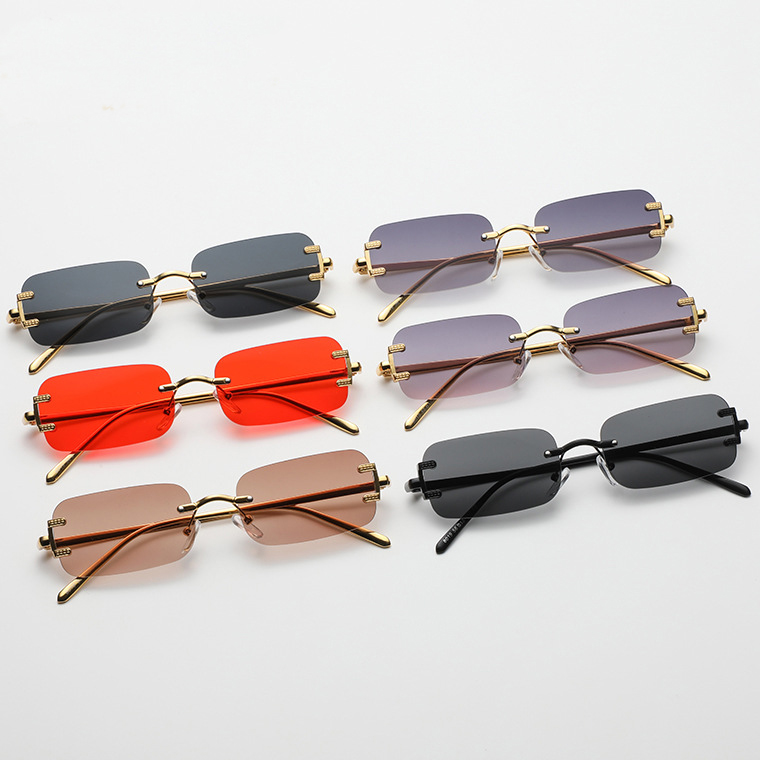 2023 Hot Sale Fashion Luxury Designer Sunglasses Men and Women Outdoor Sunshade Classic Rimless Square Small Sunglasses