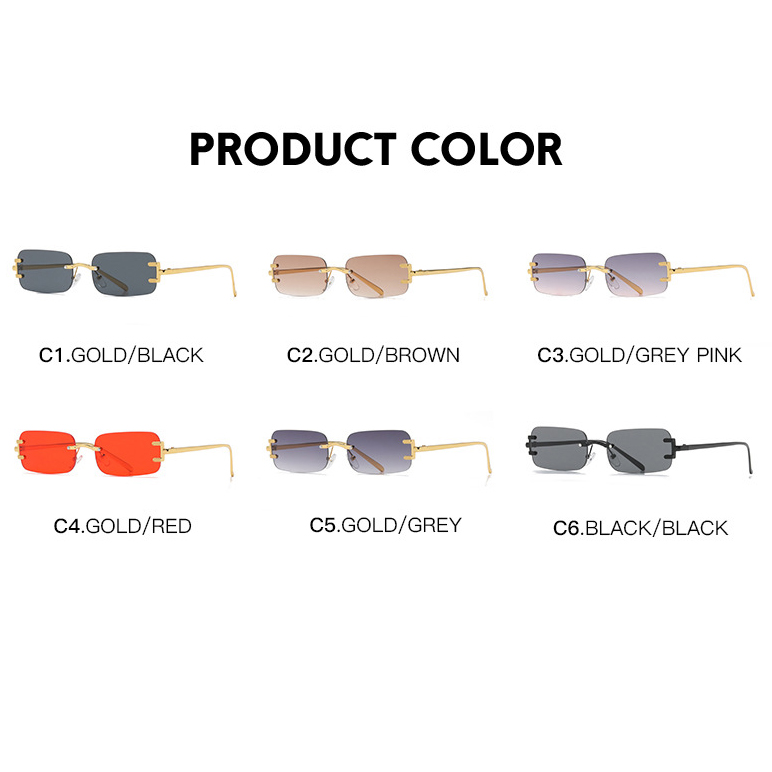 2023 Hot Sale Fashion Luxury Designer Sunglasses Men and Women Outdoor Sunshade Classic Rimless Square Small Sunglasses