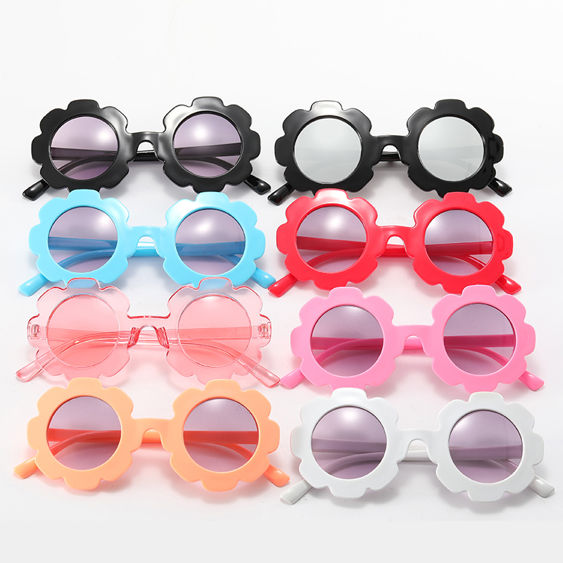2021New Fashion Sun Flower Children's Sunglasses  Cute Baby Sun glasses Round Frame Flower Sunglasses Kid