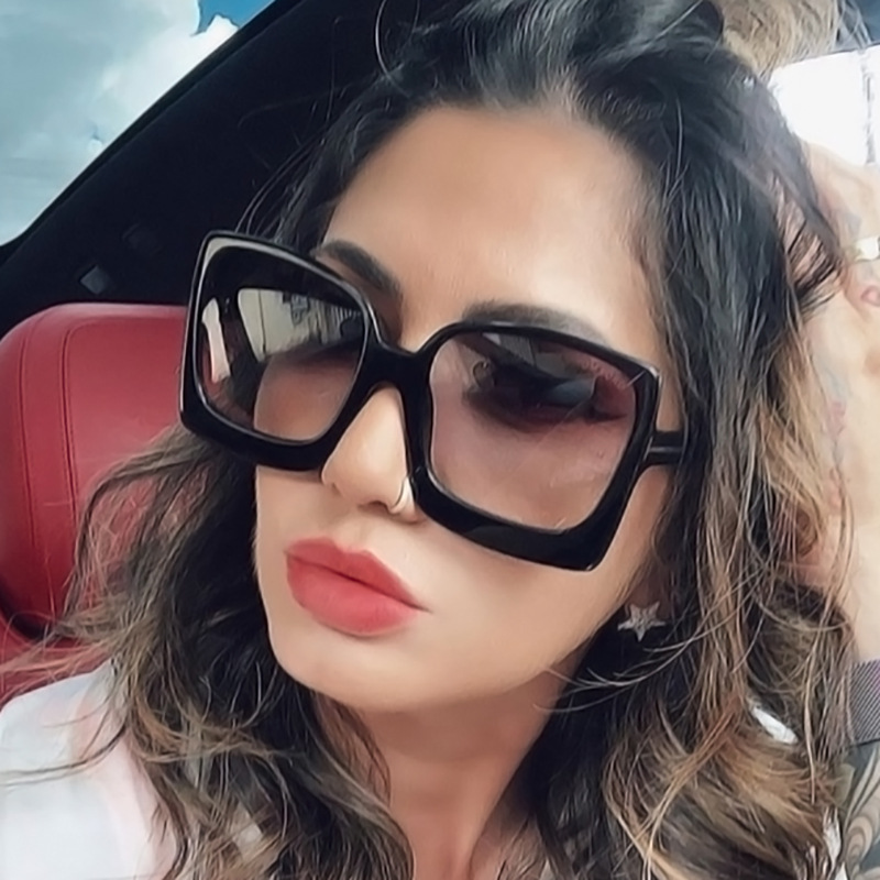 Luxury Over Size Female Shades Sunglasses Womens PC Big Frame Sun Glasses Popular Leopard Square Sunglasses UV400