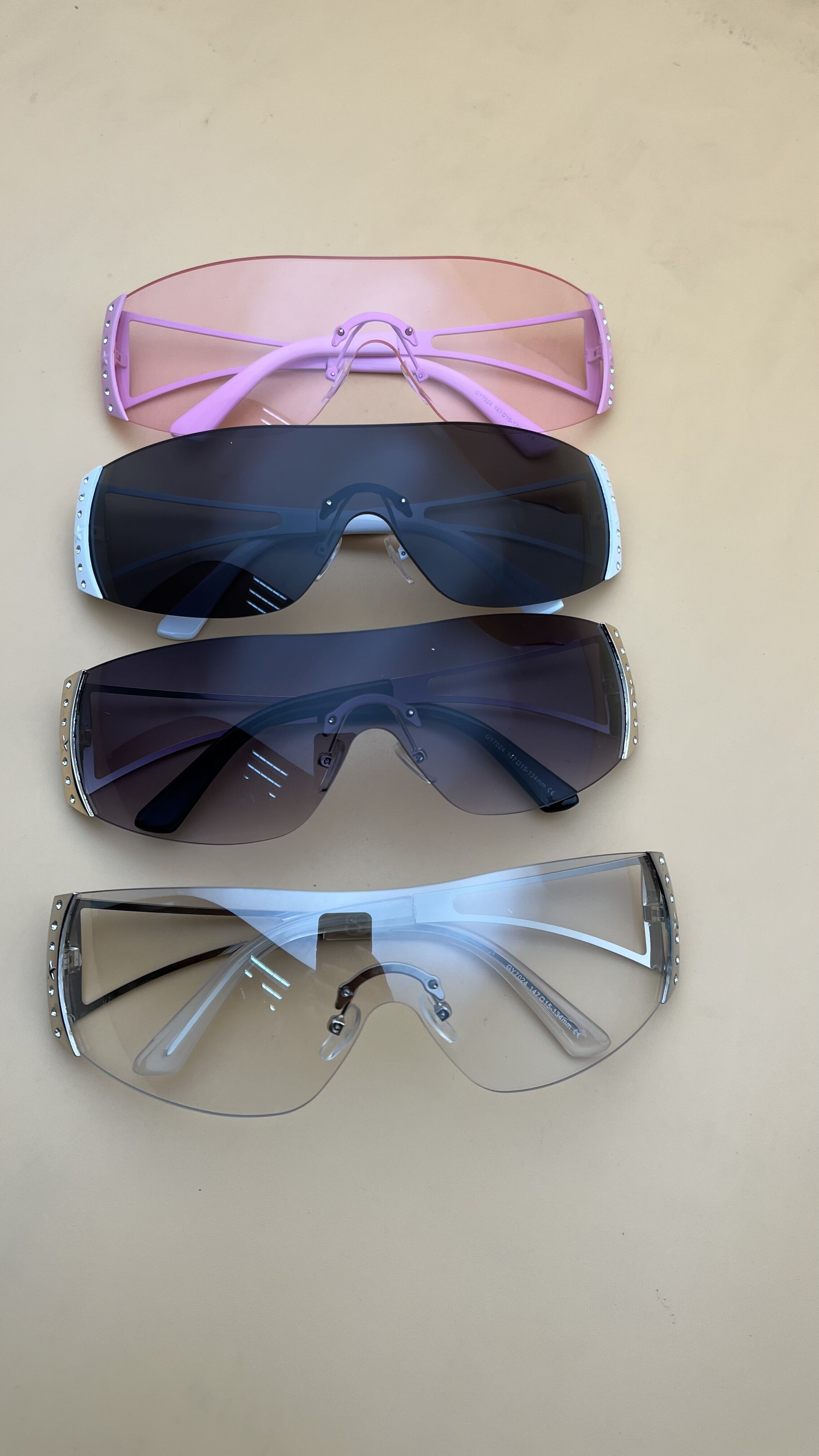 Rimless oversized female shades eyewear one piece lens woman sunglasses fashionable outdoor y2k style metal sunglasses o