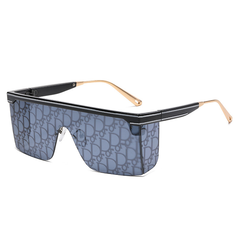 2023 New Sunglasses Women One-piece Big Frame Sunglasses Men's Trend Brand Protective Luxury Sun Glasses Oversized Sungl