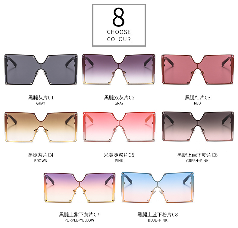 SKYWAY New Arrivals Trendy Fashion Square Rimless Gradient Oversized Shades Women One Piece Lens Sun Glasses Sunglasses