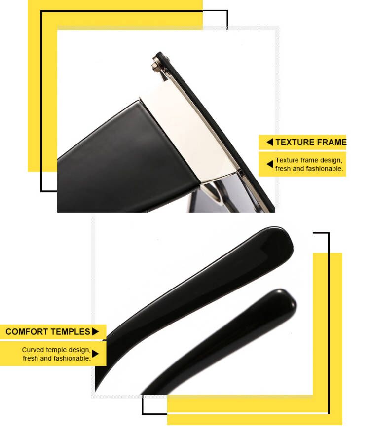 SKYWAY New Arrivals Trendy Fashion Square Rimless Gradient Oversized Shades Women One Piece Lens Sun Glasses Sunglasses