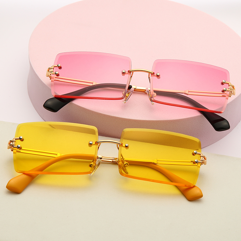 NWOGLSS 31274 Fashion Women Square Rimless Sunglasses 2022