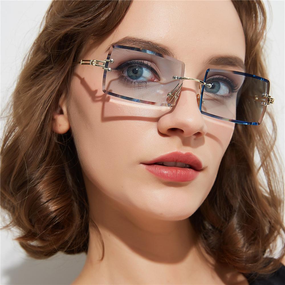NWOGLSS 31274 Fashion Women Square Rimless Sunglasses 2022