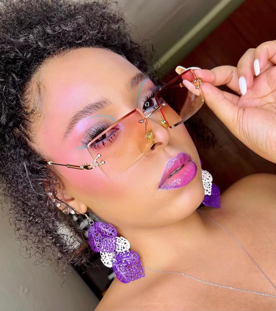 NWOGLSS 31274 Fashion Women Square Rimless Sunglasses 2022