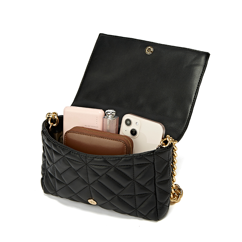 New Embroidered Thread Rhombus Thick Chain One Shoulder White Women's Bag Women's Small Square Bag  Outlet