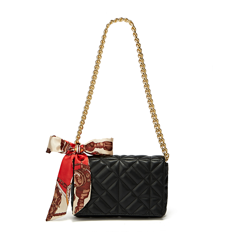 New Embroidered Thread Rhombus Thick Chain One Shoulder White Women's Bag Women's Small Square Bag  Outlet