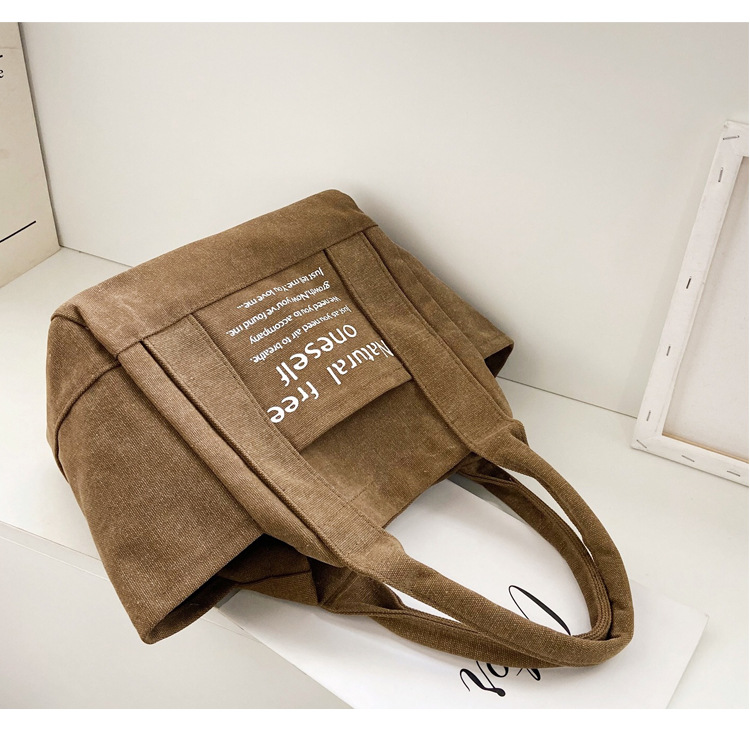 Women's Fresh Canvas Bag One - Shoulder Leisure  Shopping Bags with Printing Letters Fashionable Portable Bag
