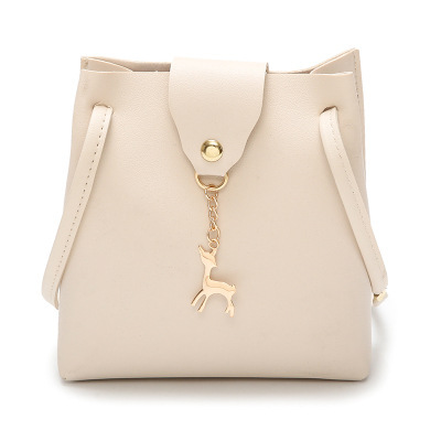 Fashion shoulder PU Women's Bag Deer Bucket Solid Color Mobile Phone Bag Cross-Body Bag