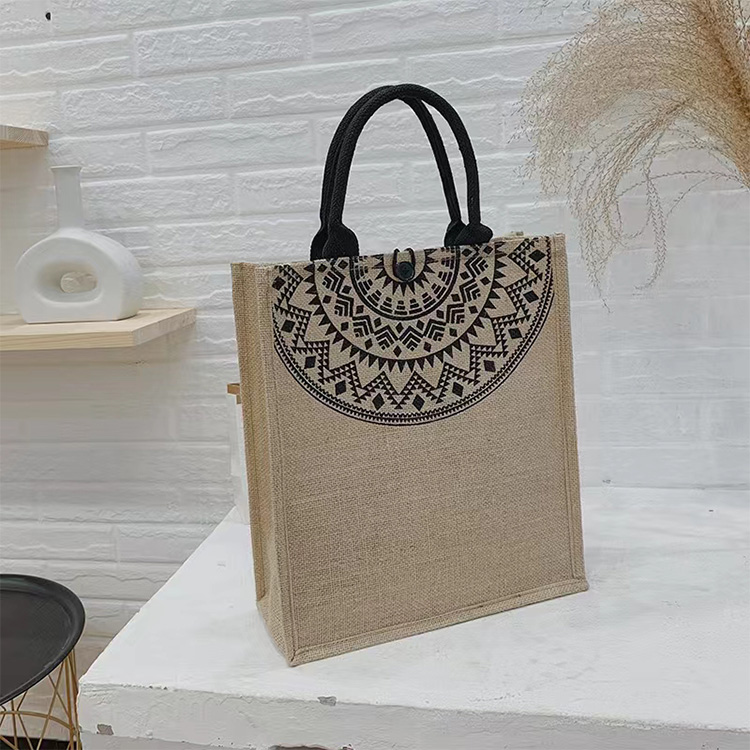 High quality 2023 fashion burlap Jute tote bag canvas grocery bag  cotton tote bag