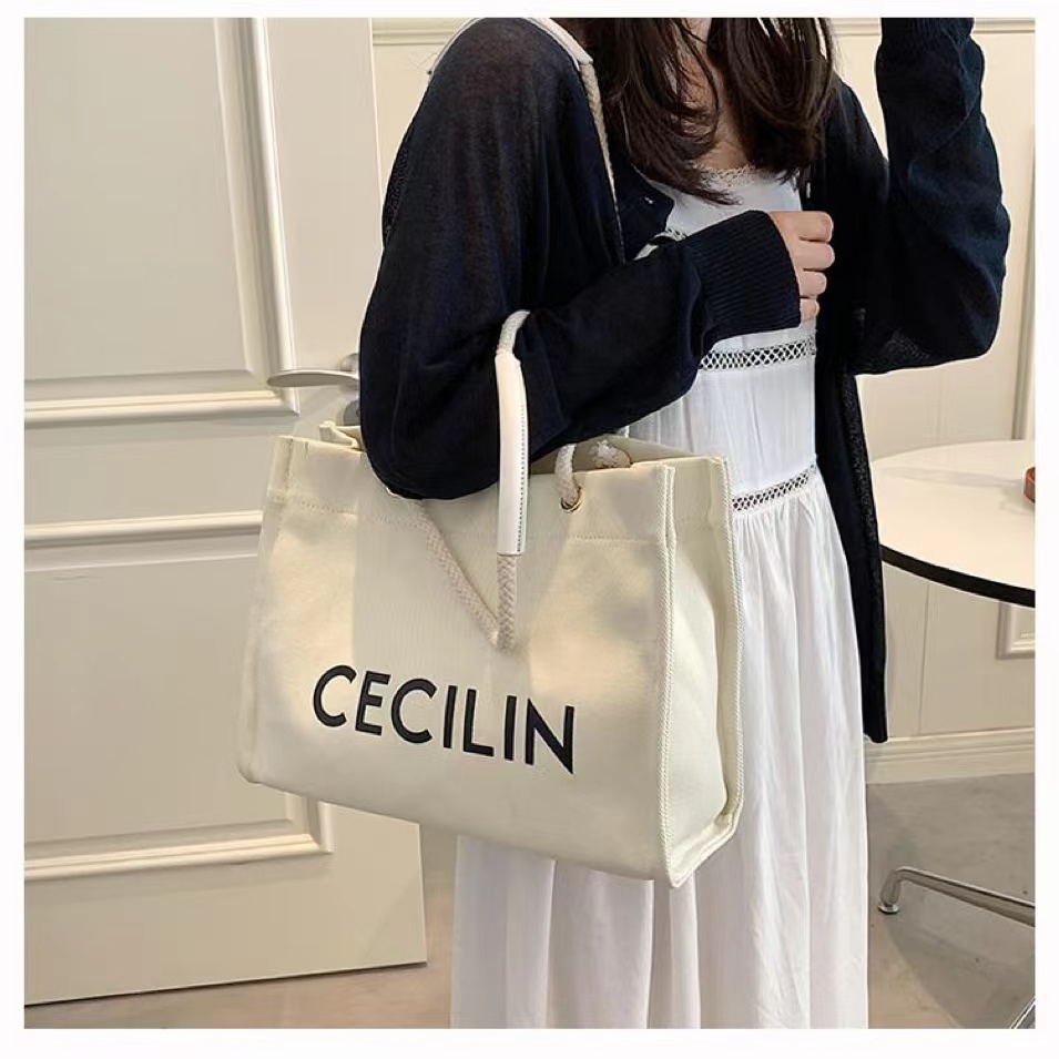 High Quality Bule Organic Cotton Tote Bag Canvas Shopping Bag For Women