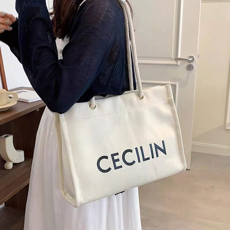 High Quality Bule Organic Cotton Tote Bag Canvas Shopping Bag For Women