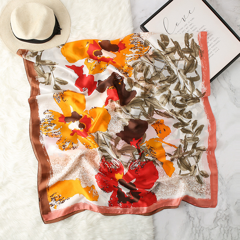 Fashion Style Emulation Silk Scarf Warm Scarf Temperament Wild Decorative Shawl Fashionable Elegant Women's Scarf 