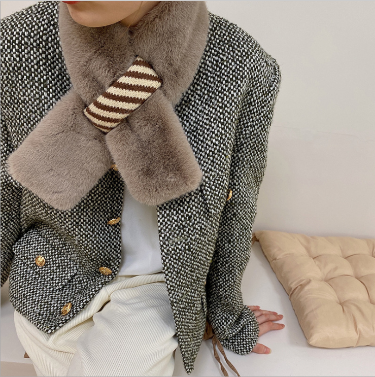 Fashion Style Ladies Fur Neck Warmer Fashion Soft Cross Winter Warm Women's Collar Scarf