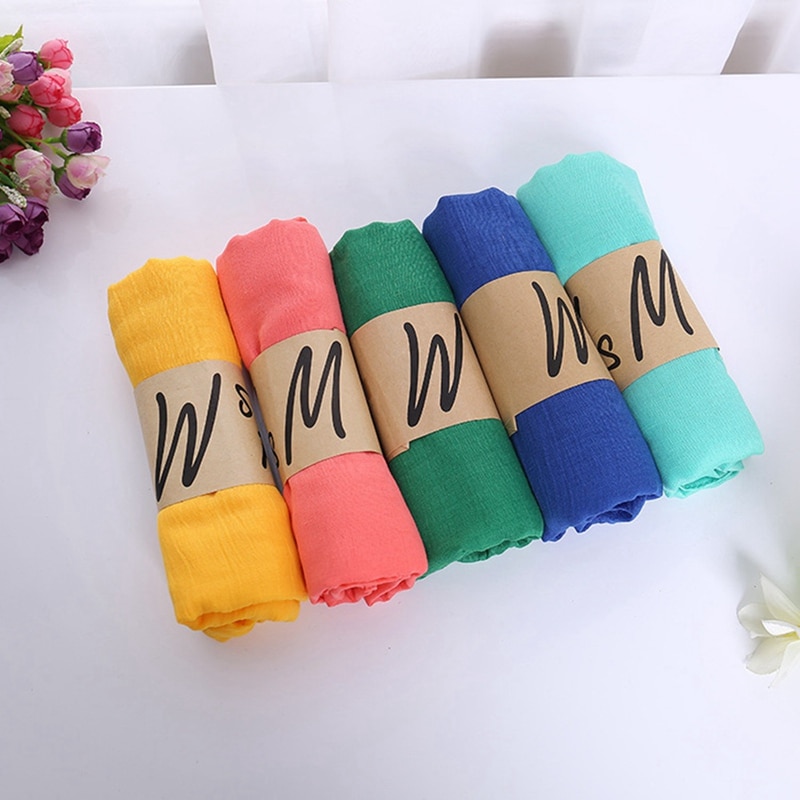 New Solid Color girl Scarf Women Breathable Cotton Lady Shawls And Wraps Head Scarves Neck Bandana Men Scarf