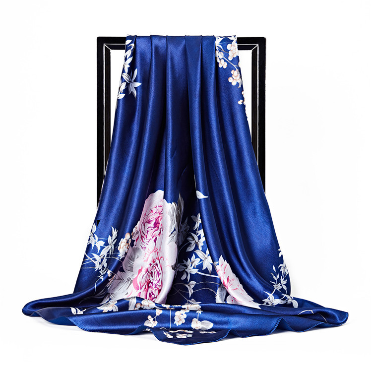 Women Head Neck Scarf Silk Scarf  Fashion Wrap Print Adult Jacquard Autumn Square Satin 7 Days 7 Colors 70g 10pcs 
