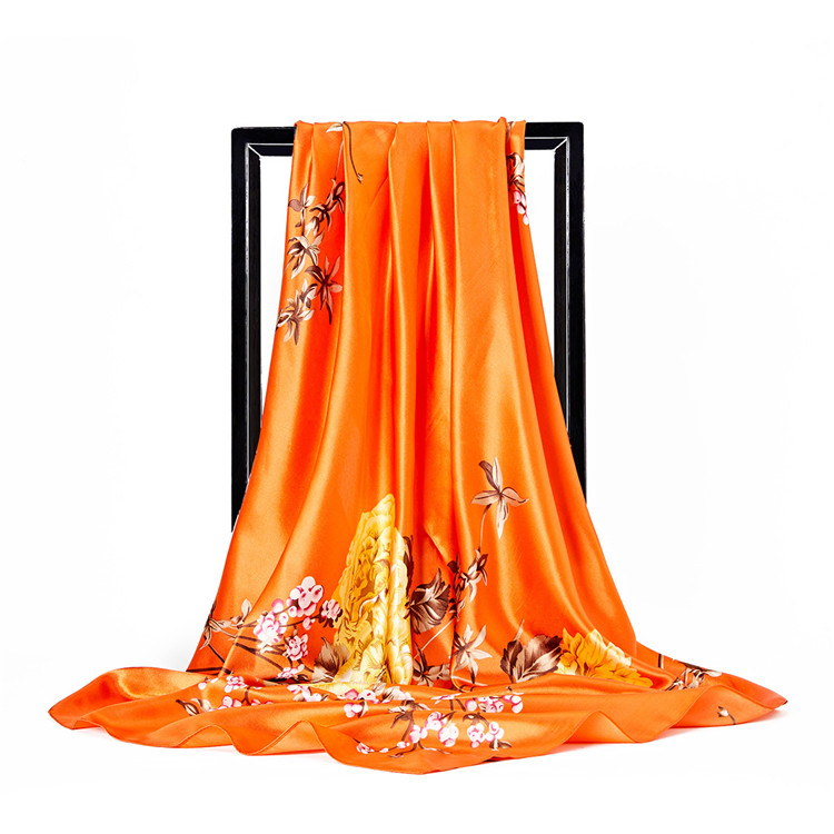 Women Head Neck Scarf Silk Scarf  Fashion Wrap Print Adult Jacquard Autumn Square Satin 7 Days 7 Colors 70g 10pcs 