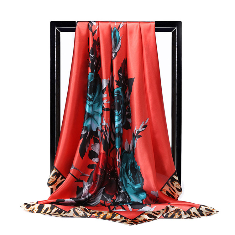  fashion   printed women bandana head wrap turkish square silk head scarves