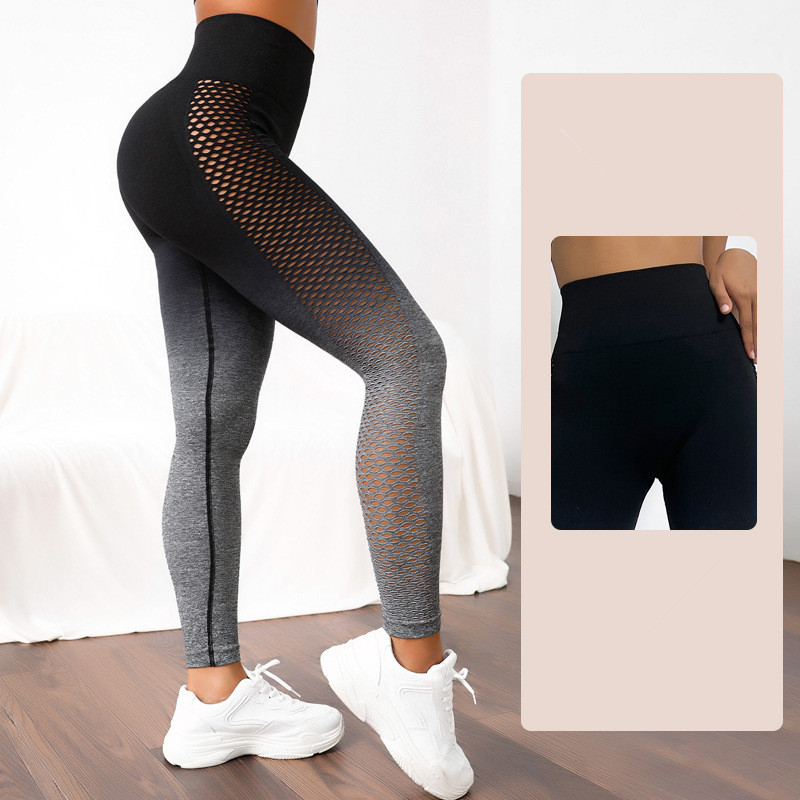 Hot Hollow Out Yoga Pants Women's High Waist Sports Leggings Honey Peach Hip Lifting Fitness Yoga Pants Leggings Women