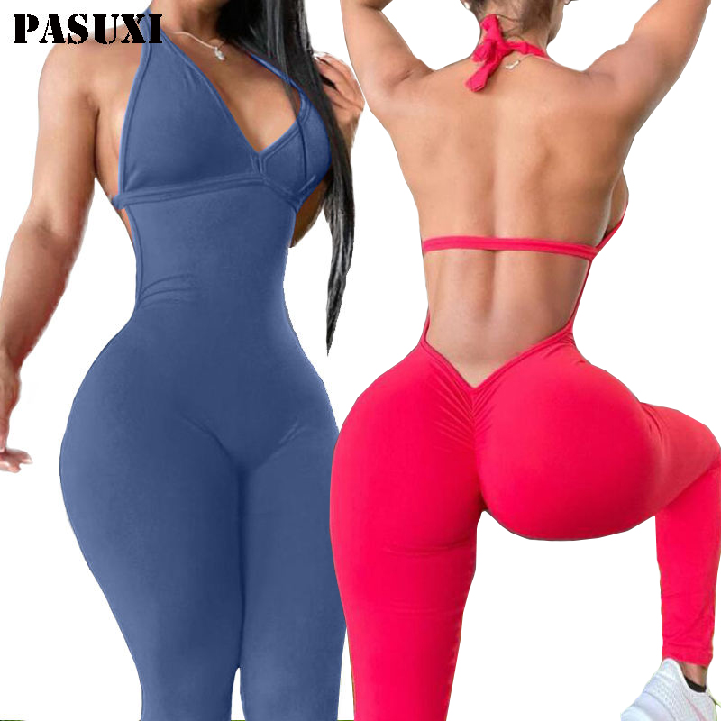 PASUXI  One Piece Fitness Gym Exercise Workout Wear Yoga Leggings Women's Active Wear Yoga Jumpsuit