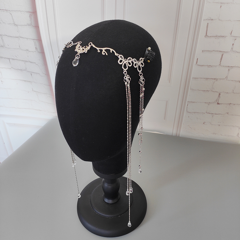 European and American hair ornaments crystal tassel forehead chain Han clothing accessories eyebrow heart pendant