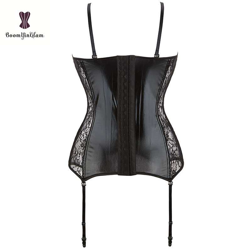 Burlesque Corsage Corselet Top Corsets & Bustiers Leather Corset Top With Suspender Belt Sexy Lingerie Korsett Women Plu
