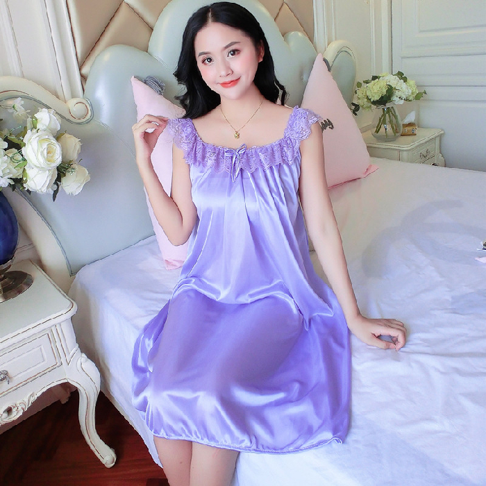 red High Quality Summer sexy lady's nightdress suspenders silk chiffon Big Size silk pajamas women