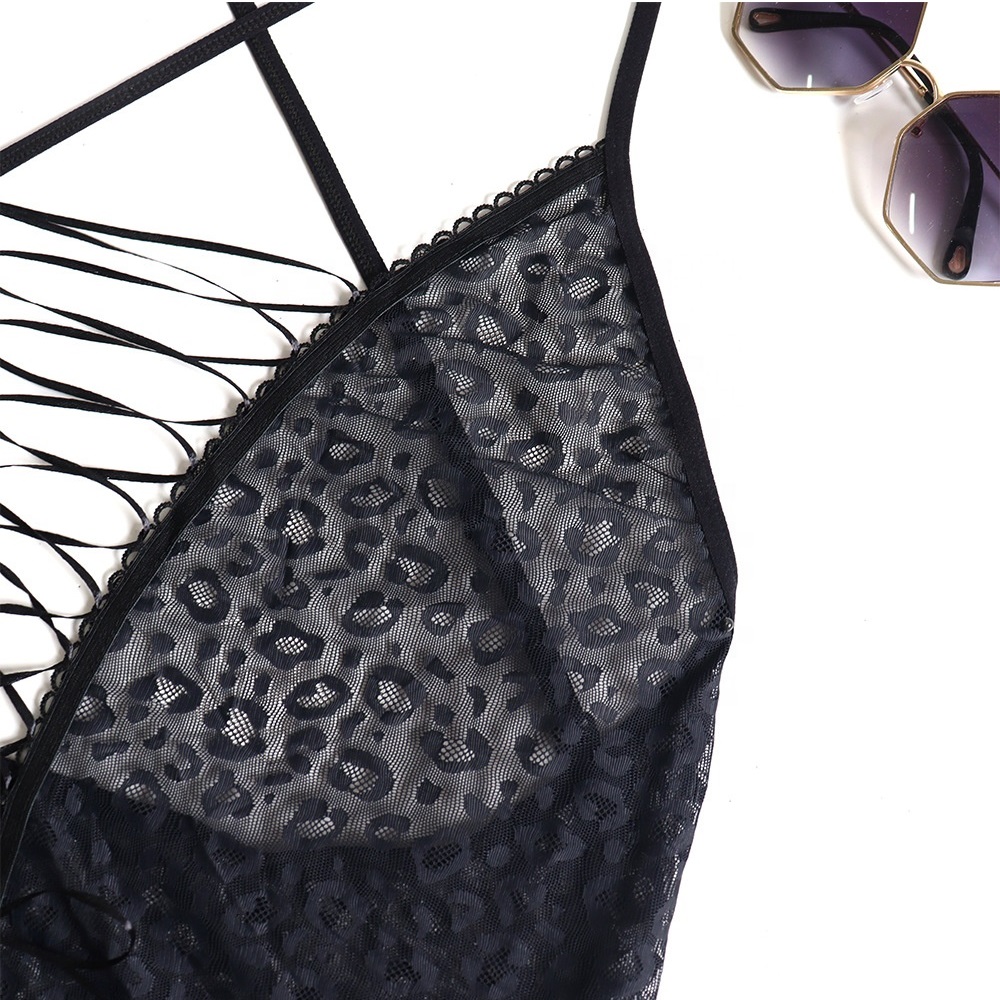 New Design Women Lingerie Plus Size Leopard Net Yarn Plus Size One-Piece Lace Women Lingerie Sexy Underwear